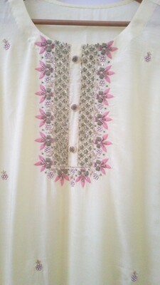 Lemon Yellow kurta with emblished sequence