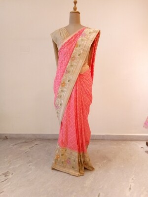Blush Peach  Banarasi silk Saree ​