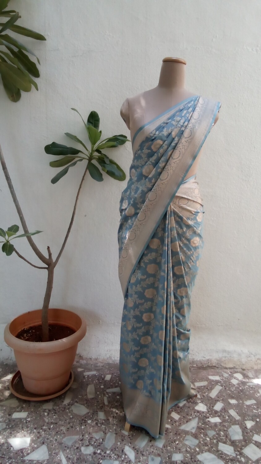 Flint Grey Banarasi silk saree