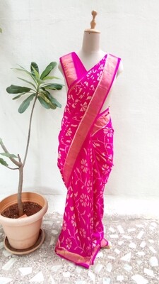 Rani pink Handloom weaving Banarasi saree