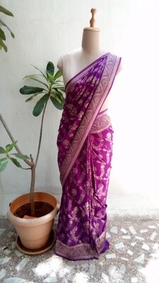 purple colour Banarasi silk saree