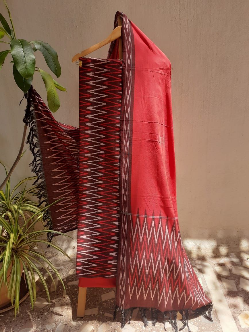 Vibrant red cotton ikat dress