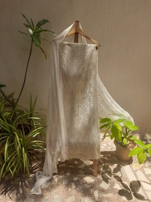 Elegant daisy white pure Georgette