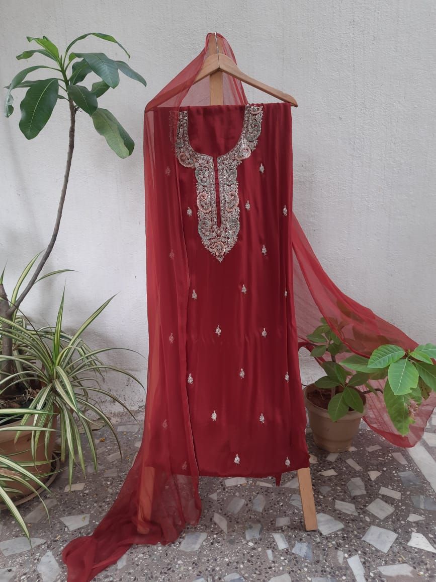 Maroon chiffon dress
