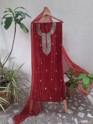 Maroon chiffon dress
