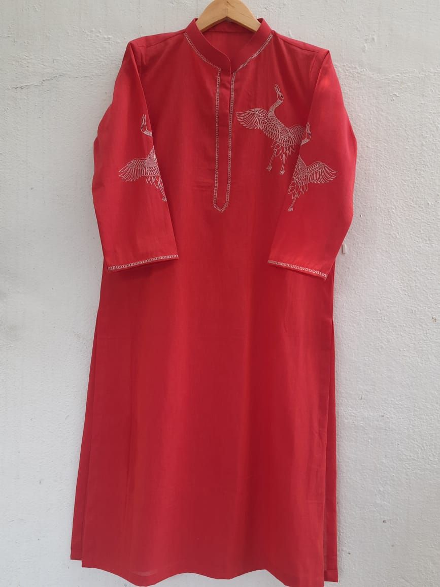 Rose red kurta