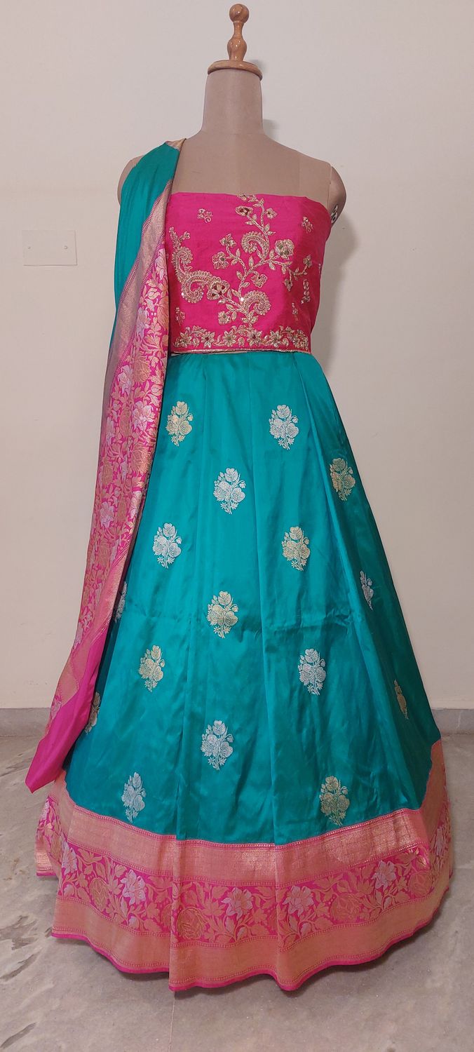 Teal Green colour Banarasi silk saree ..