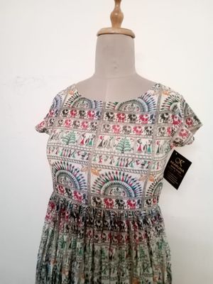 Ajrakh printed chiffon long gown.