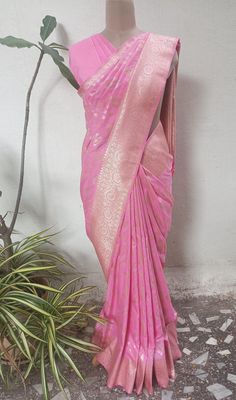 Rose Pink Banarasi Silk Saree