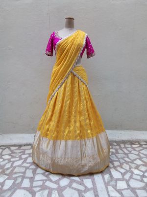 Yellow pattu Lehenga 