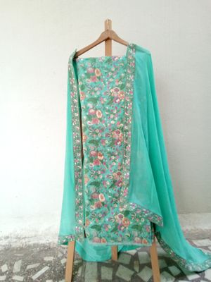 Banarasi sea green dress 