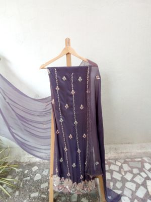 Beautiful wine colour embroidery dress 