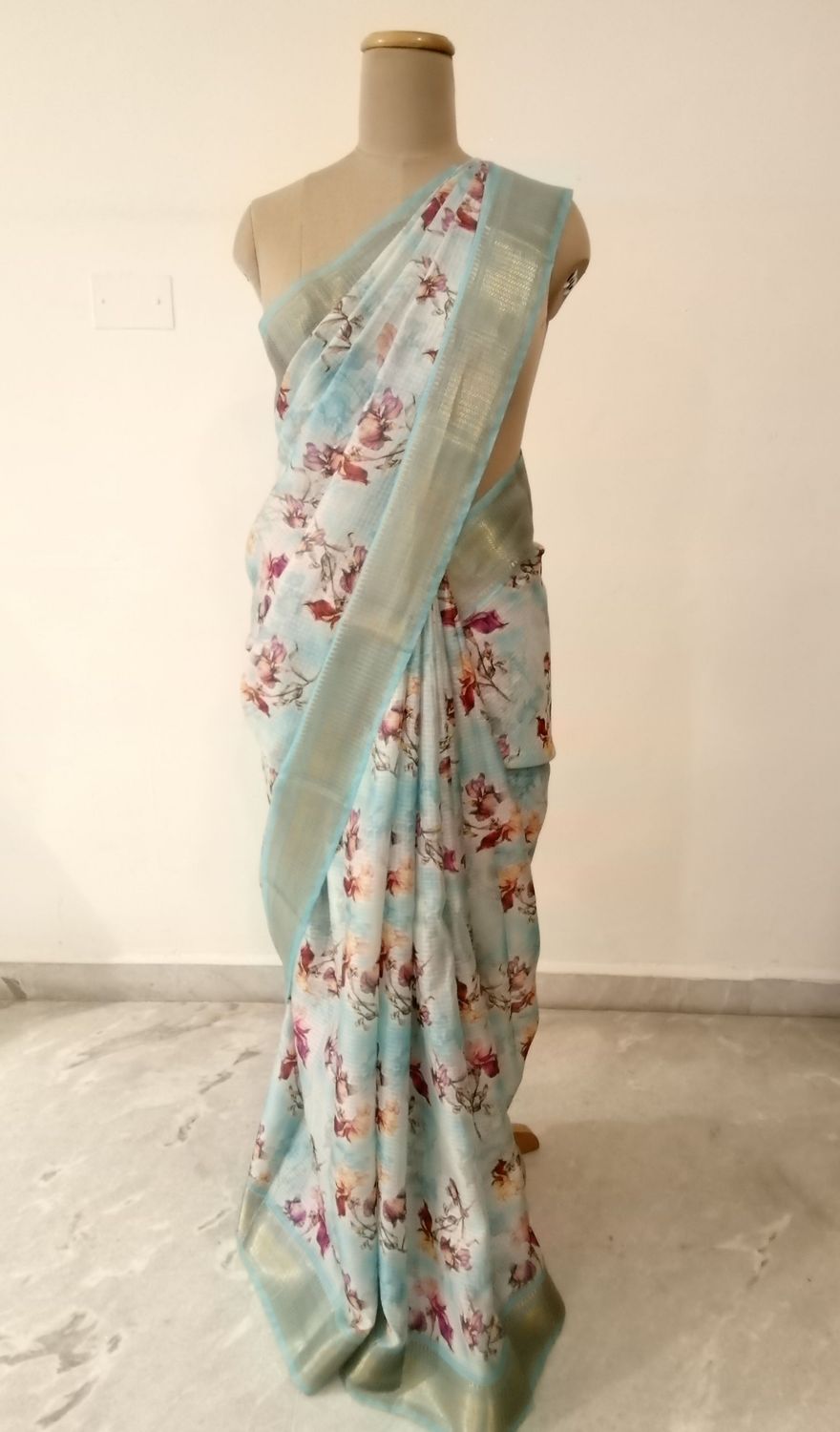 Blue Digital printed Kota Saree 