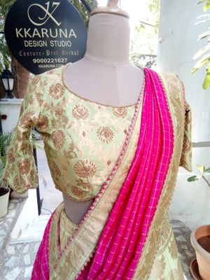 Light Green Silk Brocade Lehenga 