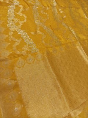 Yellow Satin Silk Saree 