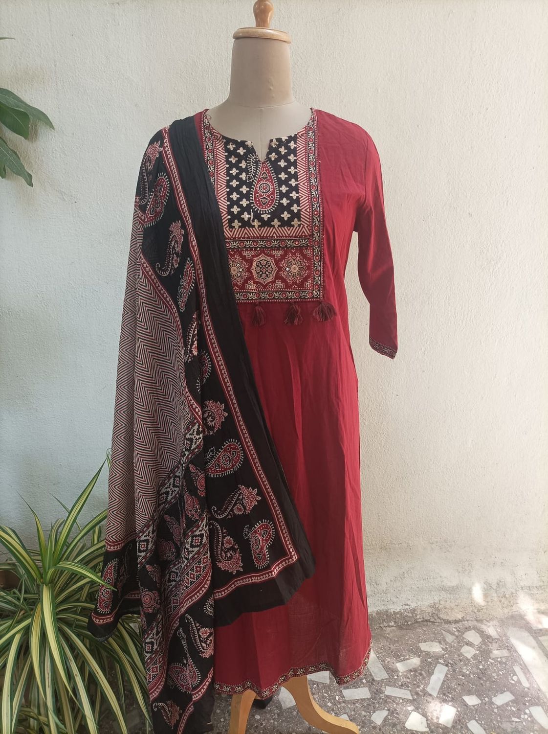 Kurti set with Ajrakh print 