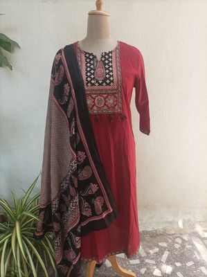 Kurti set with Ajrakh print 