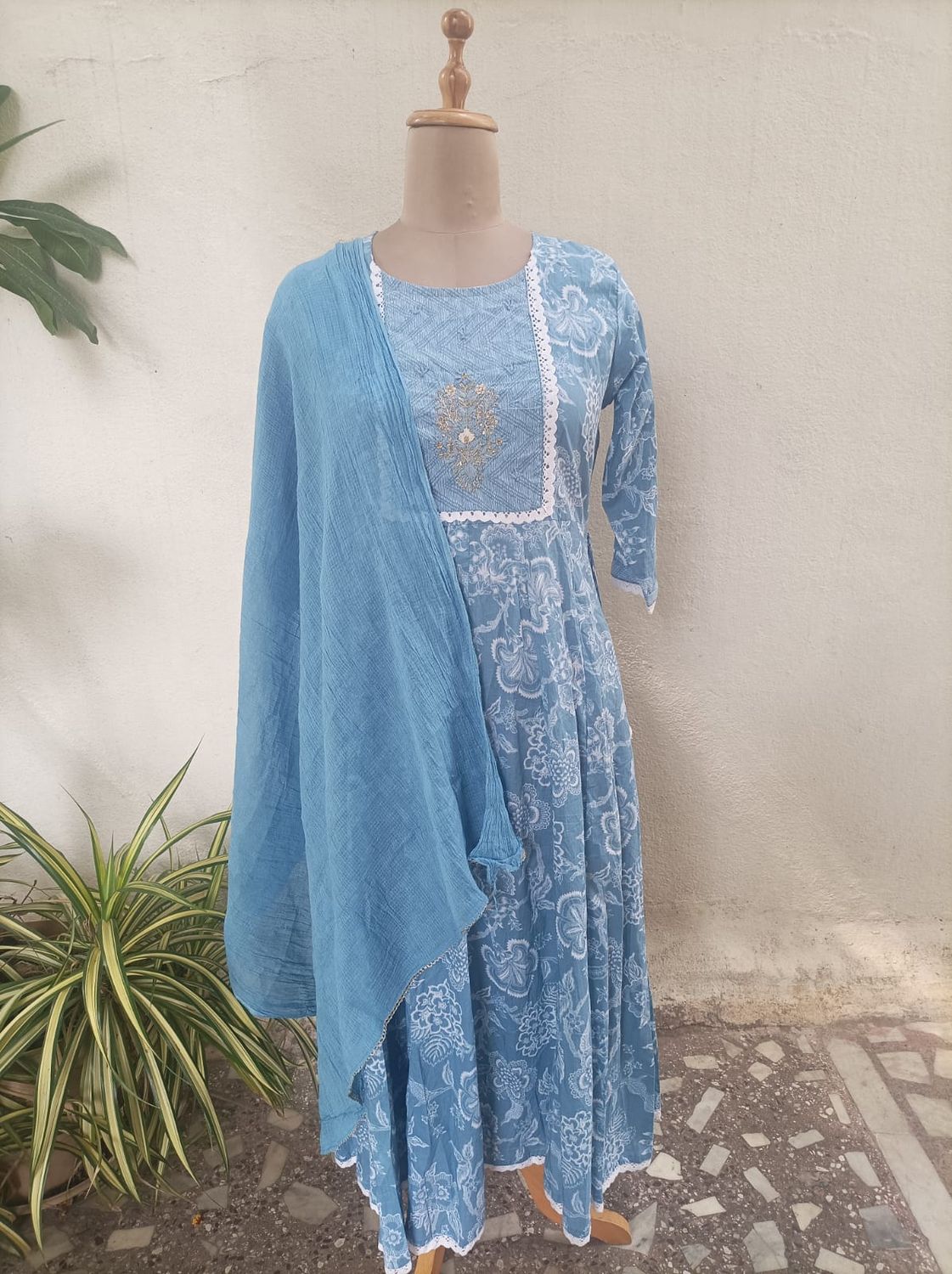 Pure Cotton Anarkali dress suit 