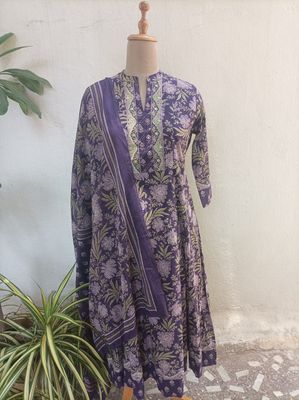 Dark purple Anarkali set 