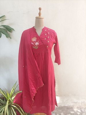 Maroon Red kurti set 