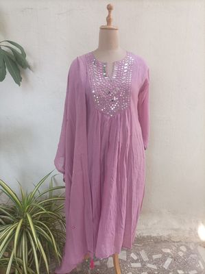 Light magenta colour kurti set 