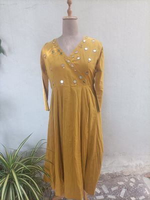 Pure Muslin Angrakha style dress 