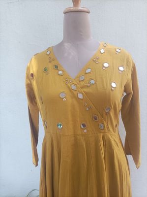 Pure Muslin Angrakha style dress 