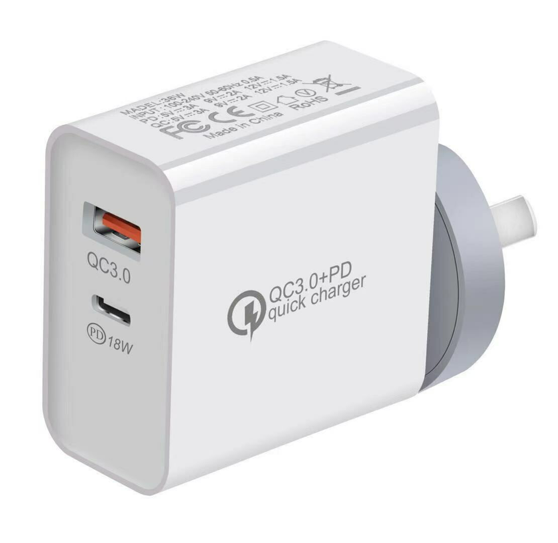 Wall Charger - Latest Tech - Type C Power Delivery 18W And QC 3.0 Fast Charge