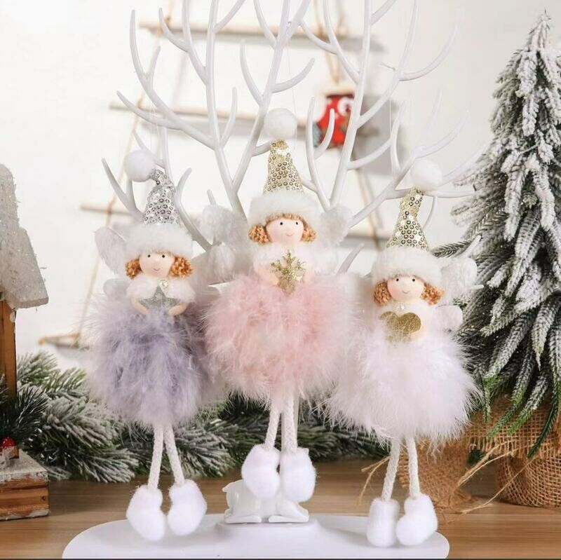 Gorgeous Innocent Angels -  Set Of 3 - 2 Types Hang From Your Xmas Tree Or Stand On Display Stand