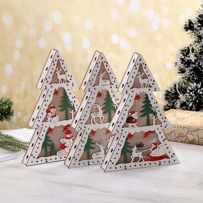 Ornamental Xmas Tree Shaped LED Display - 3 Unique Artworks - Light Up 3D Boxed Display