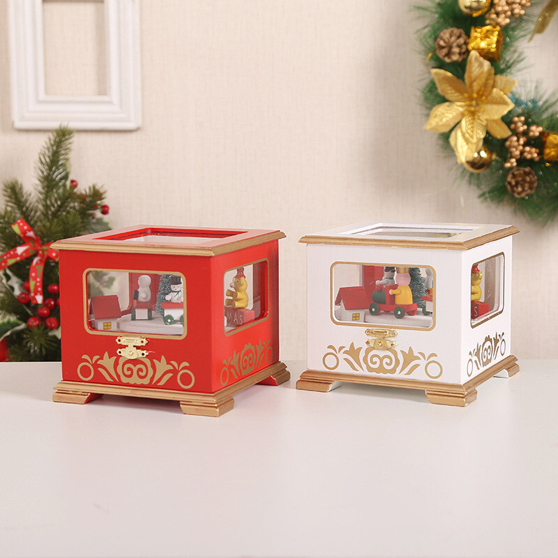 Carousel Music Box Classic Wind Up - 4 Toy Figurines Riding The Carousel
