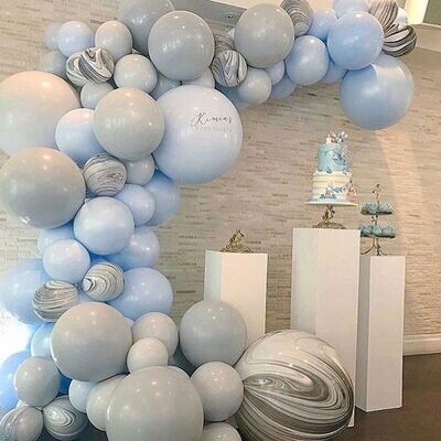 Garland Kitset Design #8 - 137pc - In Soft Pastel Blue/Grey/Black Marble