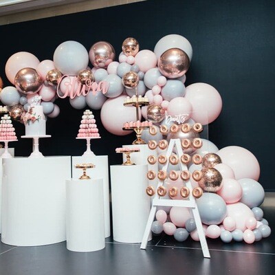 Garland Kitset Design #1 - Pastel Pink/Grey/White/Glitter - 170 pc