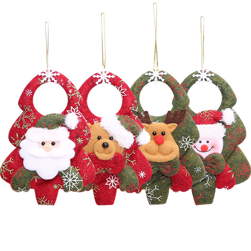 Soft Xmas Tree Hanging Decorations - Set Of 4