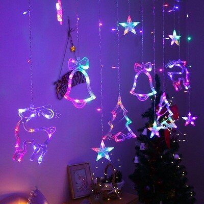 Hanging Xmas Figurines Light Display - 6 Figurines - Battery Or Solar Powered - Remote Control - 8 Pattern Mode