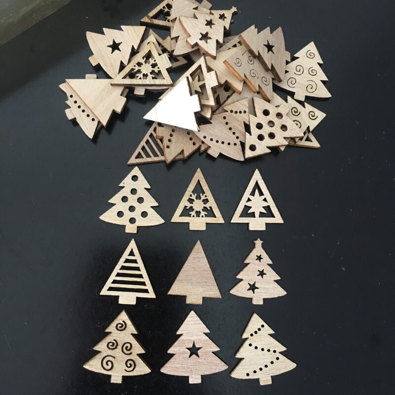 Christmas Wooden Tree Shapes - For Card Making And Craft Work