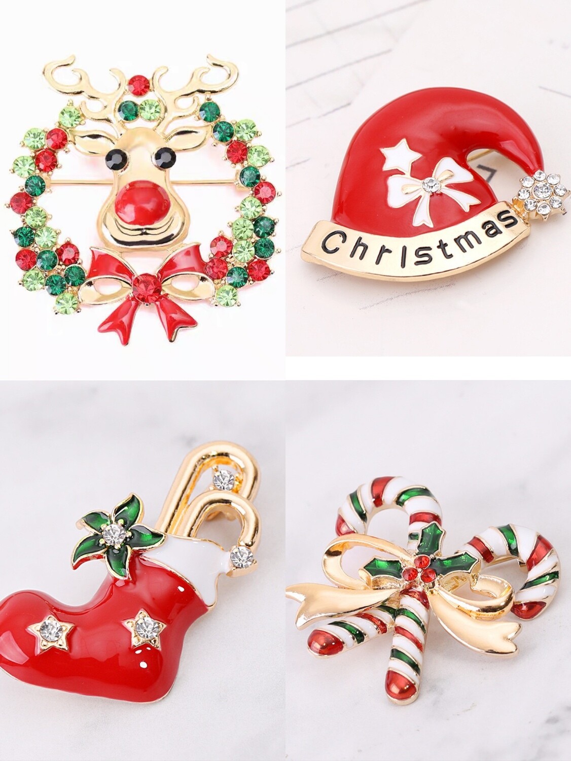 Xmas Jewellery Pins - Fun Brooches To Wear - Pin On Your Xmas Outfit - 12 Designs To Choose