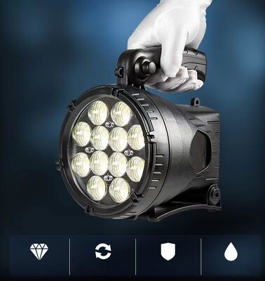 Spotlight - 1700 Lumens - Rechargeable - 192 Lamp Beads Spotlight + Warning Rear Light