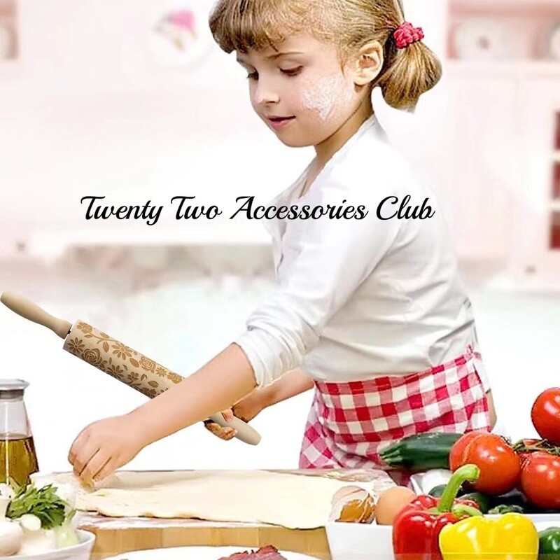 Patterned Rolling Pin Stencil For Baking - Wooden Carved Patterns - 4 Designs - Easter Themes