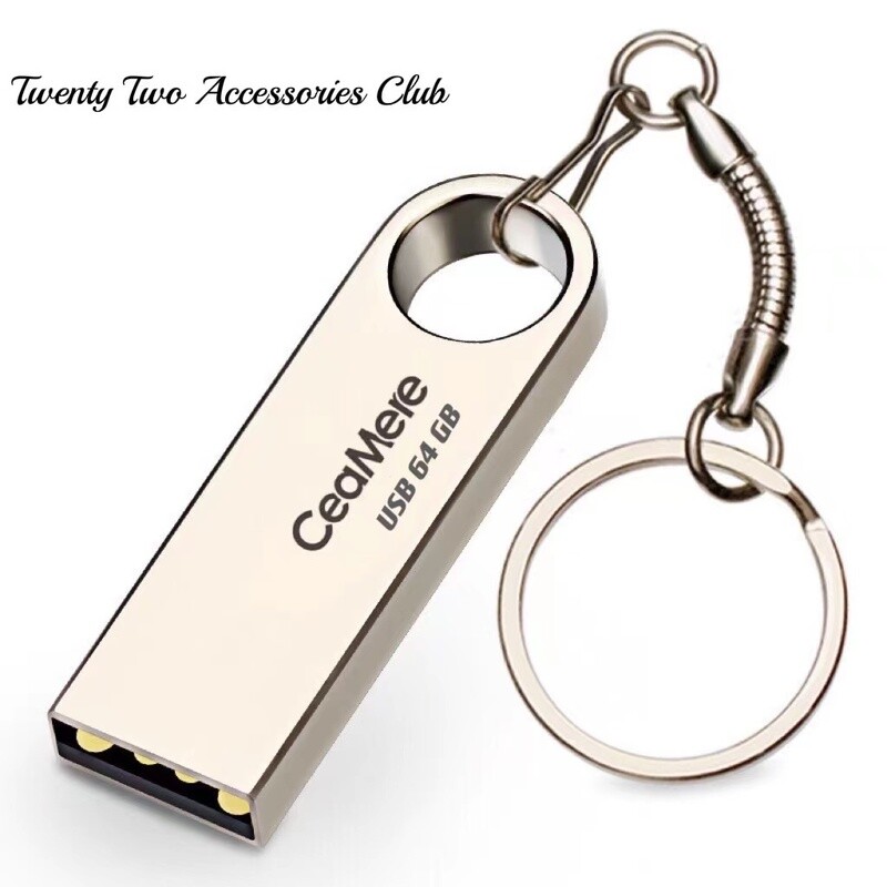 USB Flash Drive 32 or 64 GB - Metal Case - Engraveable - Key Chain