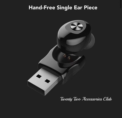 Hands-Free Single Ear Piece - Wireless -Bluetooth - Magnetic USB Charger