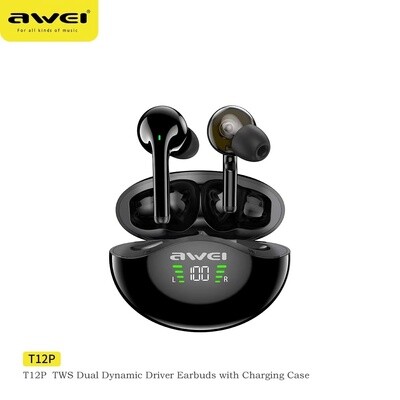 Dual Driver Earbuds With Charging Case - Waterproof IPX4 - Awei T12P