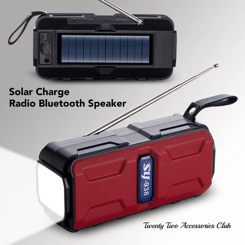Solar Power Recharge Radio + Bluetooth Speaker - Perfect For Your Emergency Kit