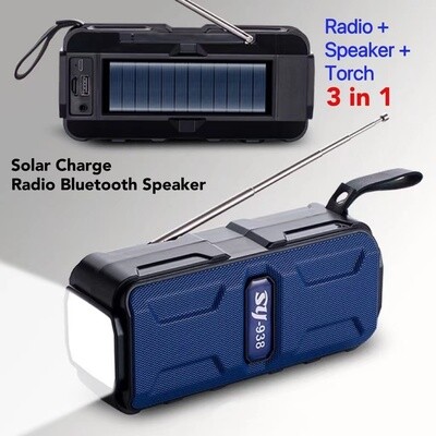 Solar Power Recharge Radio + Bluetooth Speaker - Perfect For Your Emergency Kit