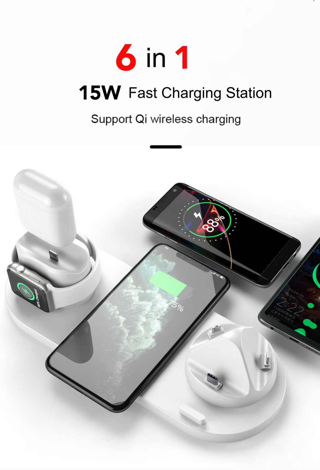 Multi Charge Station 15W For SmartPhones - Declutter Your Devices - AirPods - Watch