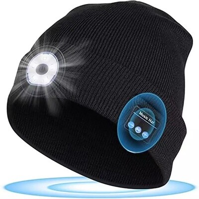 Beanie - With Headtorch &amp; Music Player -Connects With Bluetooth