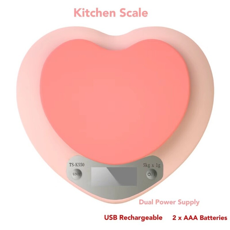 Kitchen Scales - Love Your Food - Love Heart Design - Accurate - Rechargeable