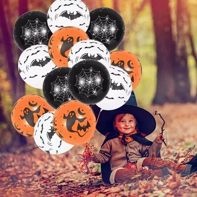 Halloween Balloons - Full 360º Themed Patterns - 10pc Packs - 12&quot; - Variety Mix