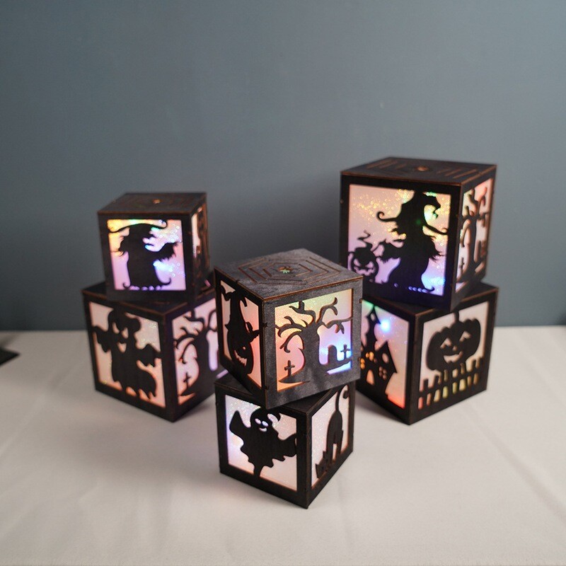 Spooky Box Decoration - Halloween Fun - Light Up LED - 2 Sizes &amp; 2 Colours