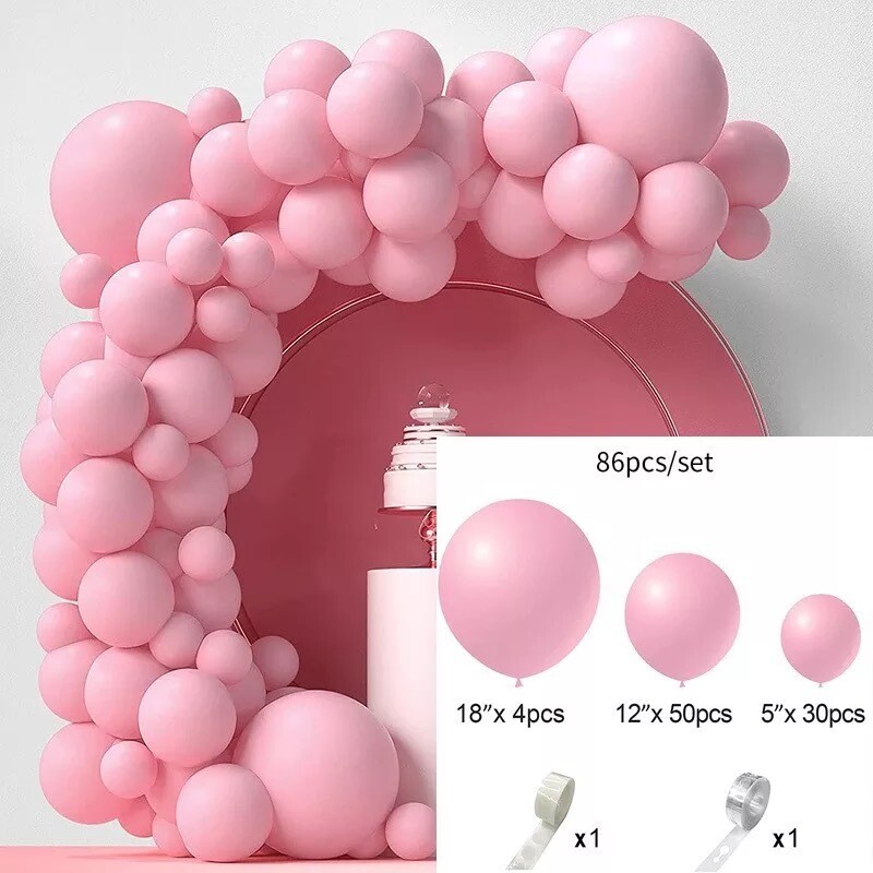 One Shade Balloon Garland - Blue Design #33 &amp; Pink Design #34